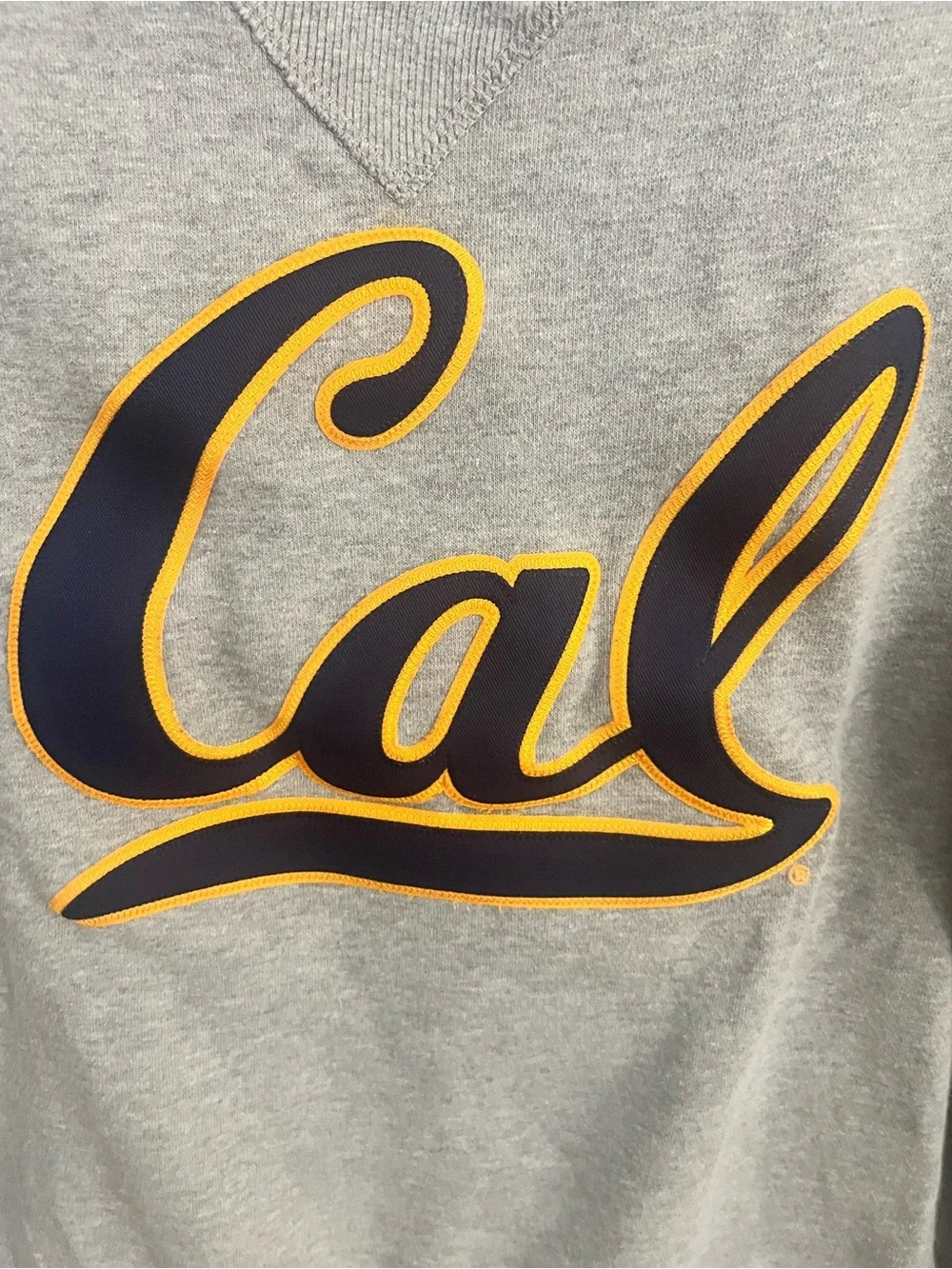 Cal crewneck Sweatshirt in Grey with Navy and Gold - Picture 1 of 5